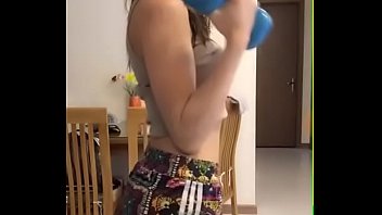 friend and wife indian husband flashing big tots Mom and son exercising