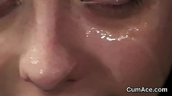 cumshots face in Threesome with young wife